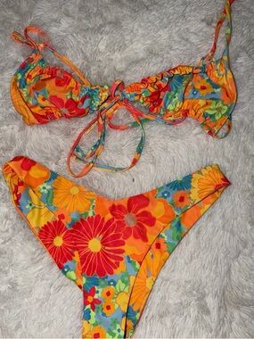 Kulani Kinis Bright Floral Bikini - Orange, Red, Yellow, Blue, Green